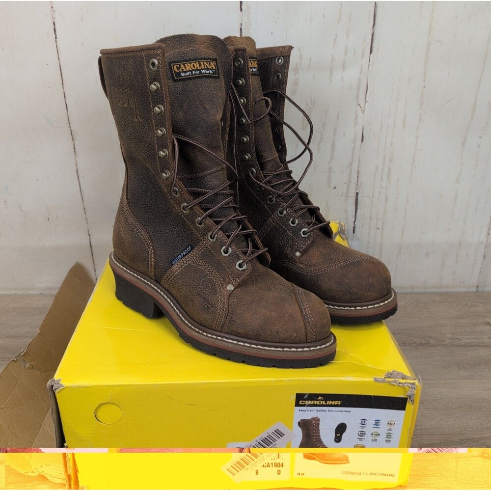 Carolina Men's Size 8 Linesman 10" Waterproof Composite Toe Work Boots CA1904